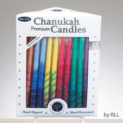 Chanukah - Hand Decorated Rainbow Candles