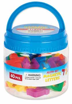 Alef Bet Magnetic Letters in Reusable Tub