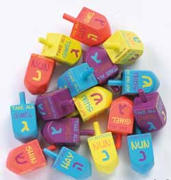 Chanukah Dreidels - Painted Wood Bold (pack of 4)