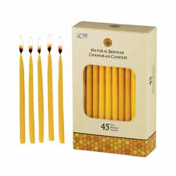 Natural Yellow Long Beeswax Hanukkah Candles