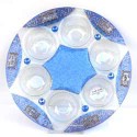 Seder Plate Blue Decorated Glass