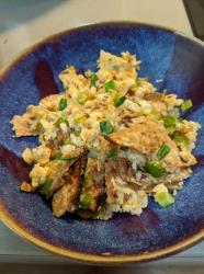 Matzo Brie with spring onions