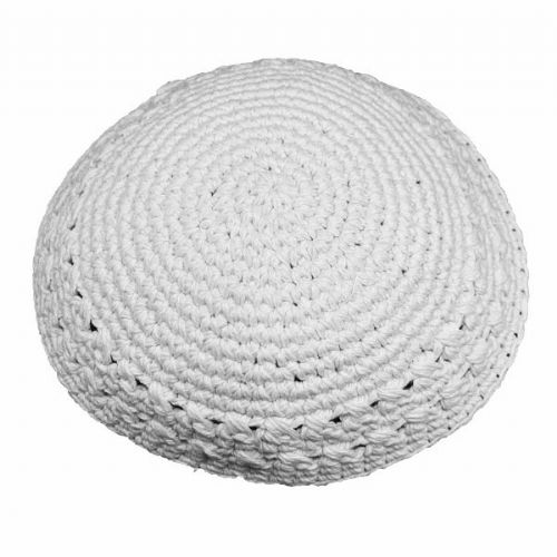 Large white knitted Kippah