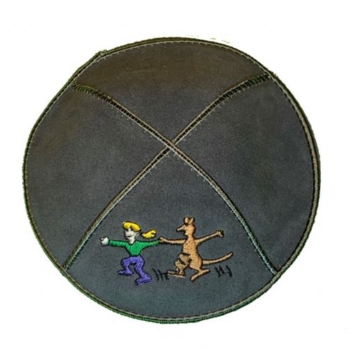 Kippah - suede GREY color with Aussie logo