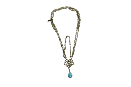 NECKLACE:  Bronze-Aqua Stone